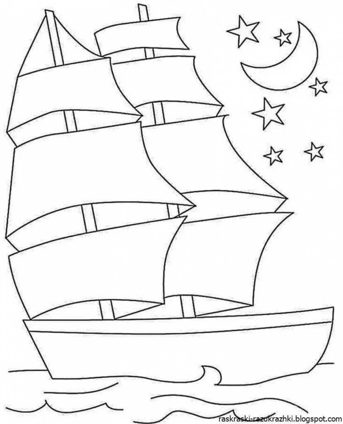 Exquisite ship coloring book for 5-6 year olds