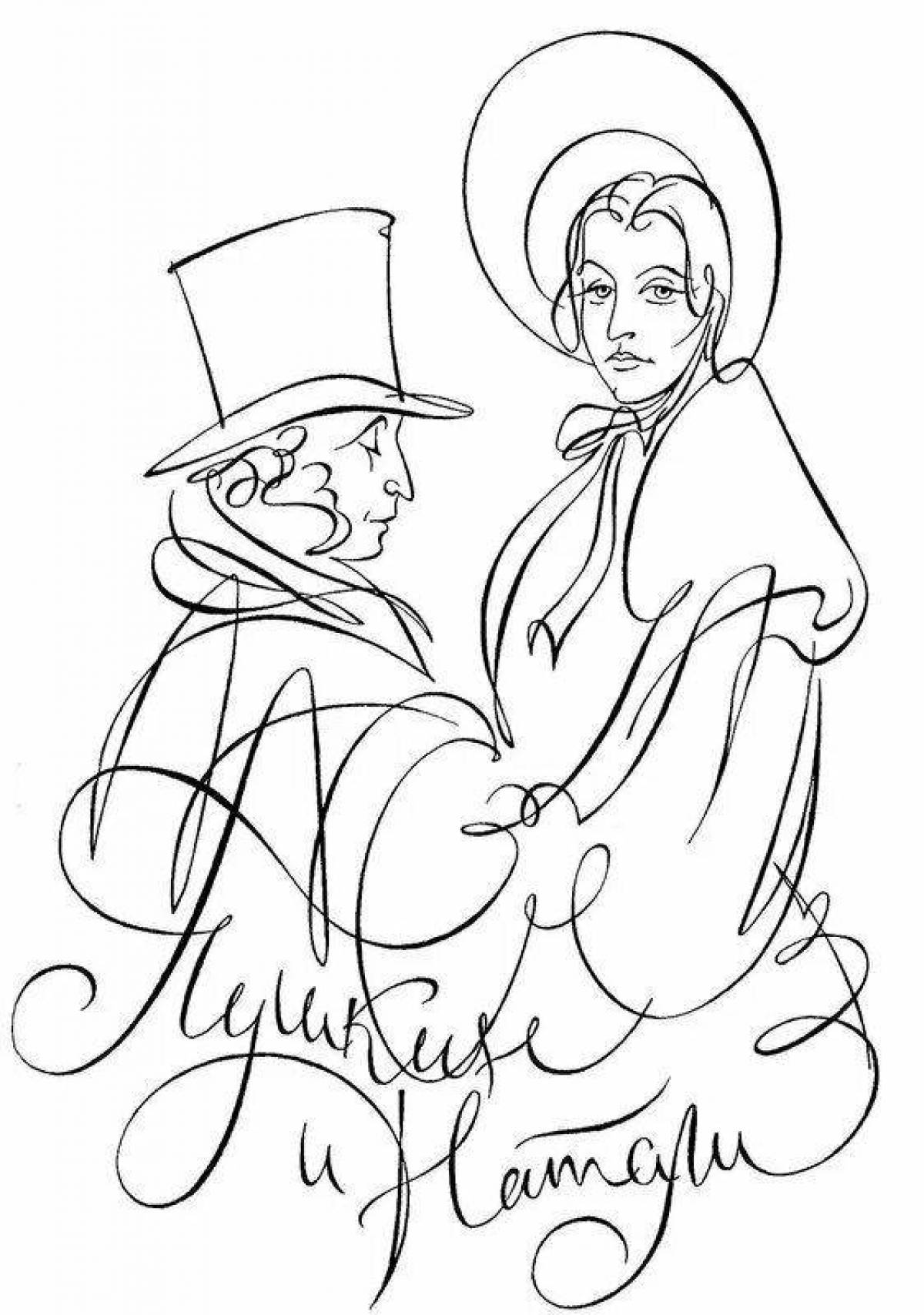 Crazy Pushkin coloring pages