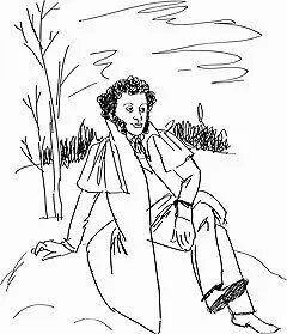 Photo Pushkin coloring with radiant color