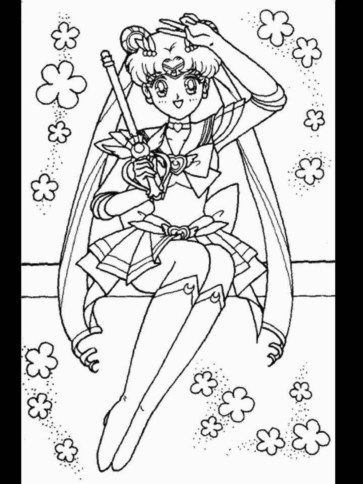 Charming animation coloring page