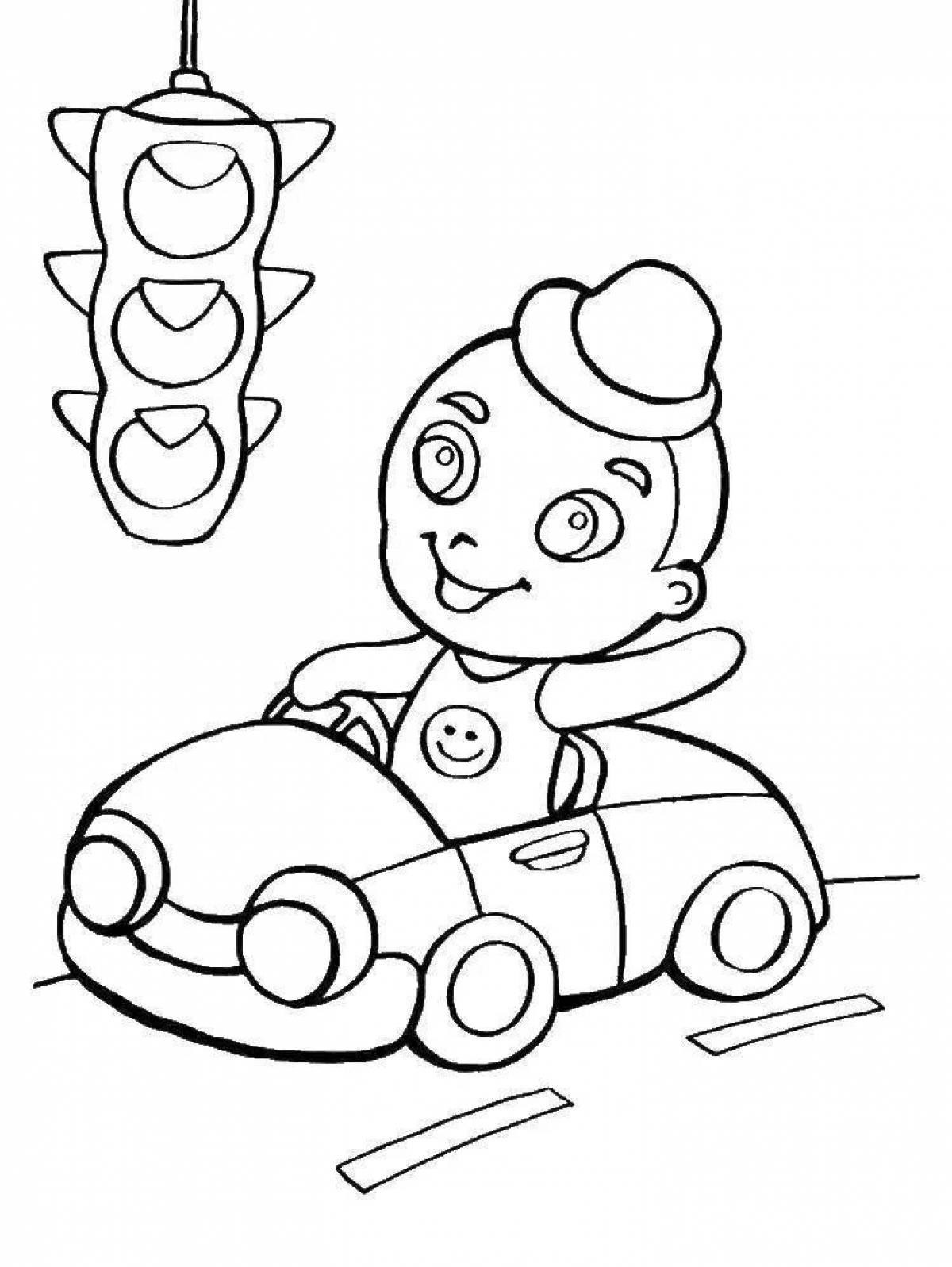 Happy traffic light coloring page