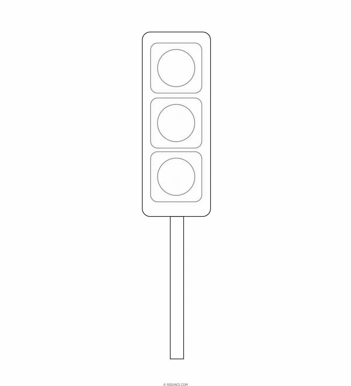 Playful traffic light coloring page