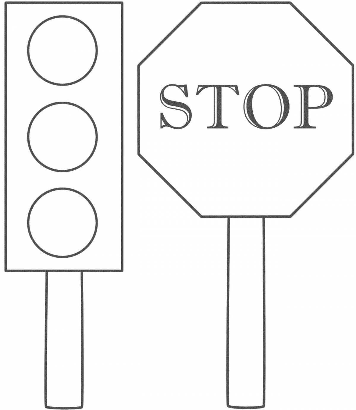 Fat traffic light coloring page
