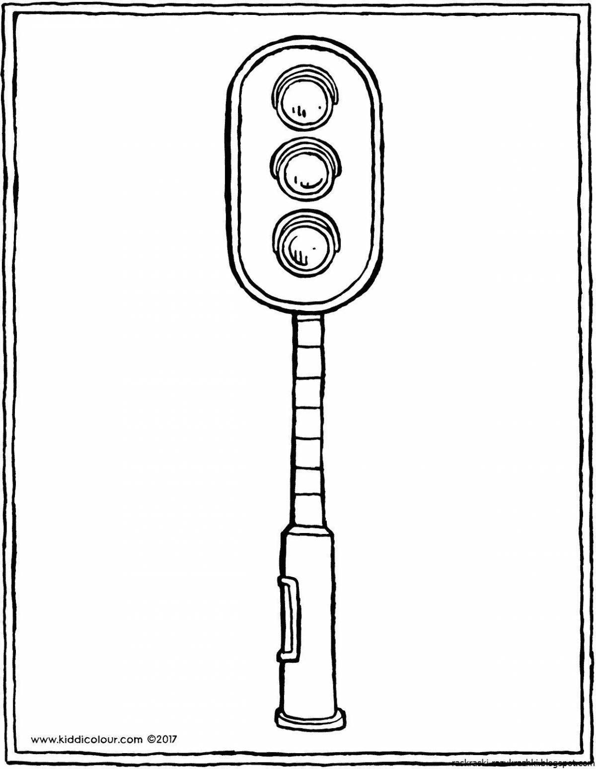 Glorious traffic light coloring page