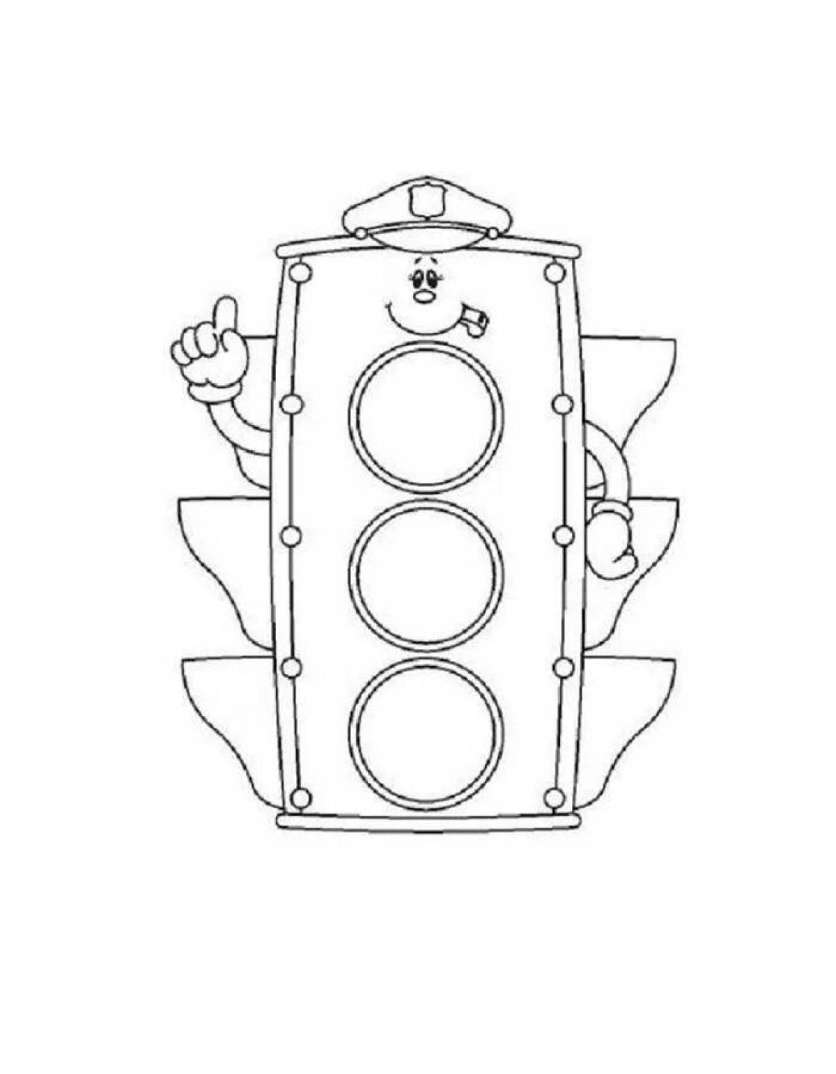 Majestic traffic light coloring page