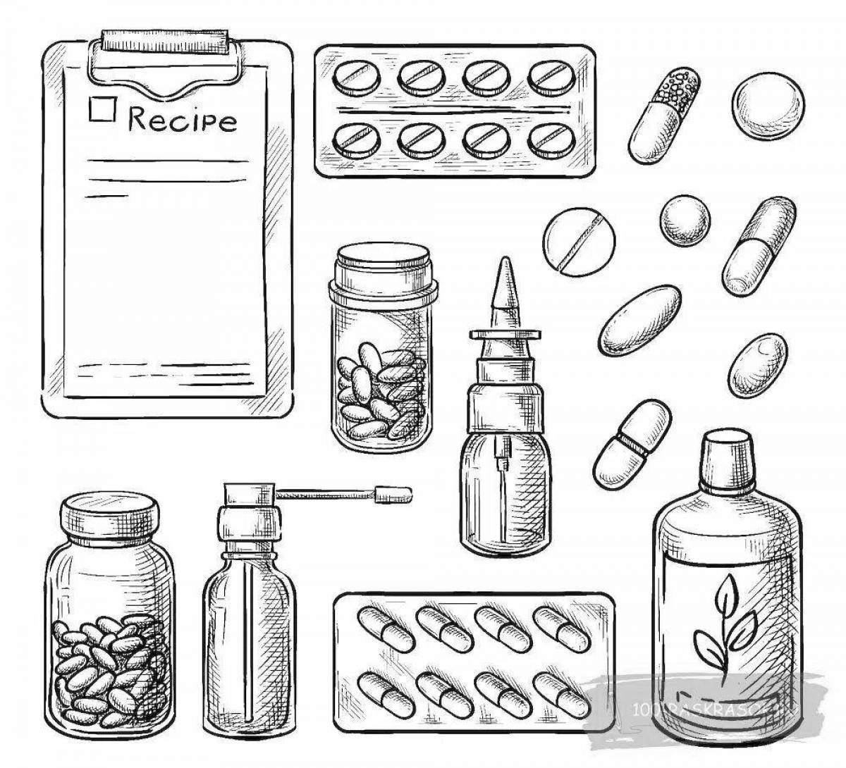 Imaginary drugs coloring page