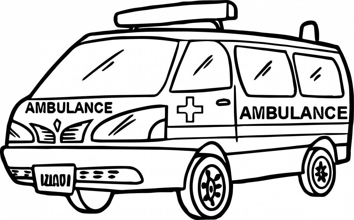 Colorful ambulance coloring page