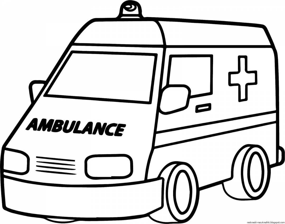Яркая страница раскраски скорой помощи