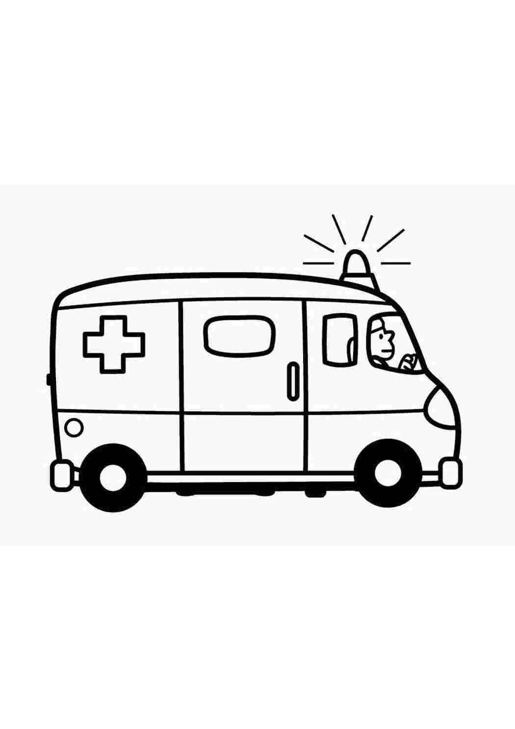 Coloring page joyful ambulance