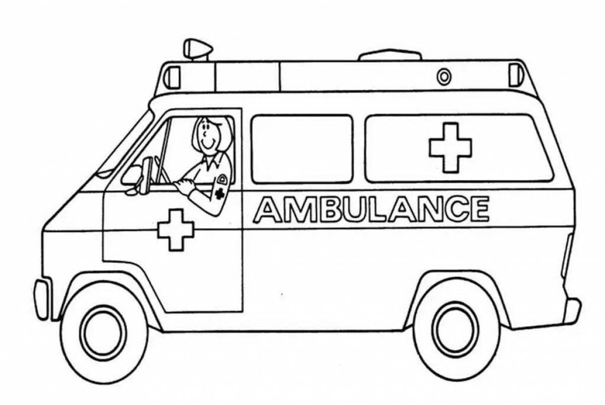 Cute ambulance coloring page