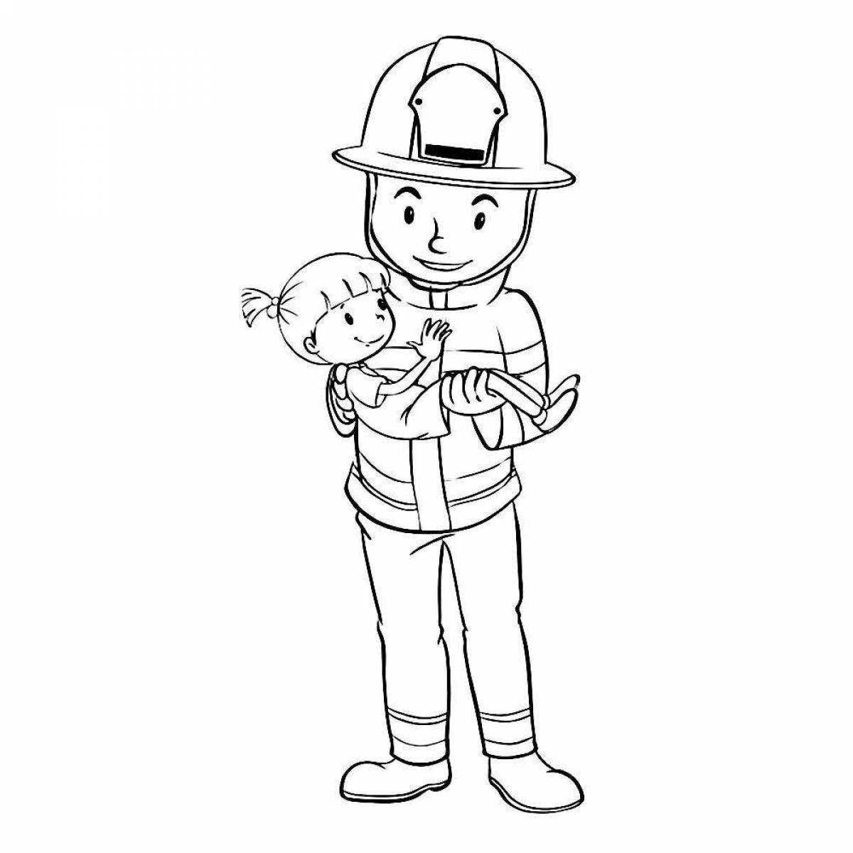 Coloured explosion rescuers coloring page