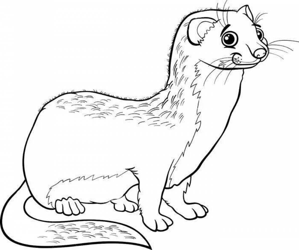 Coloring page fluffy weasel