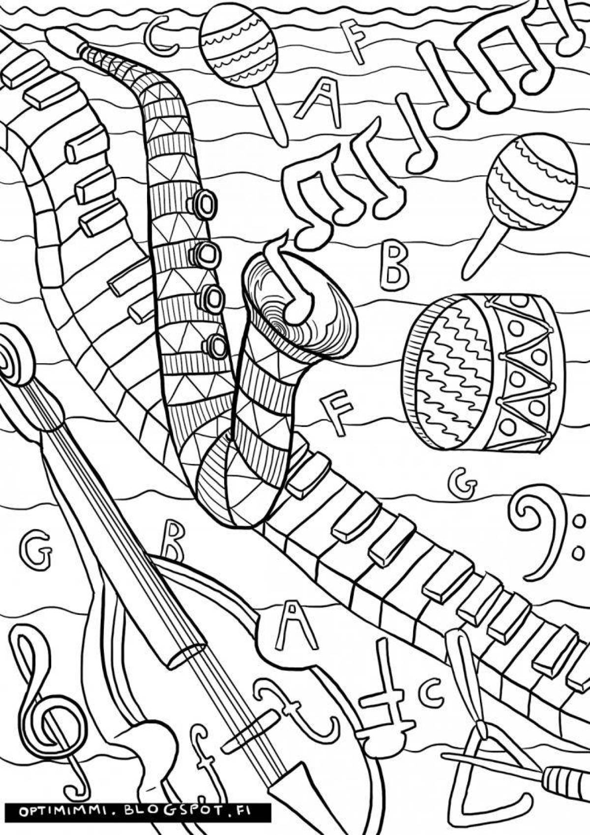Colorful music coloring book