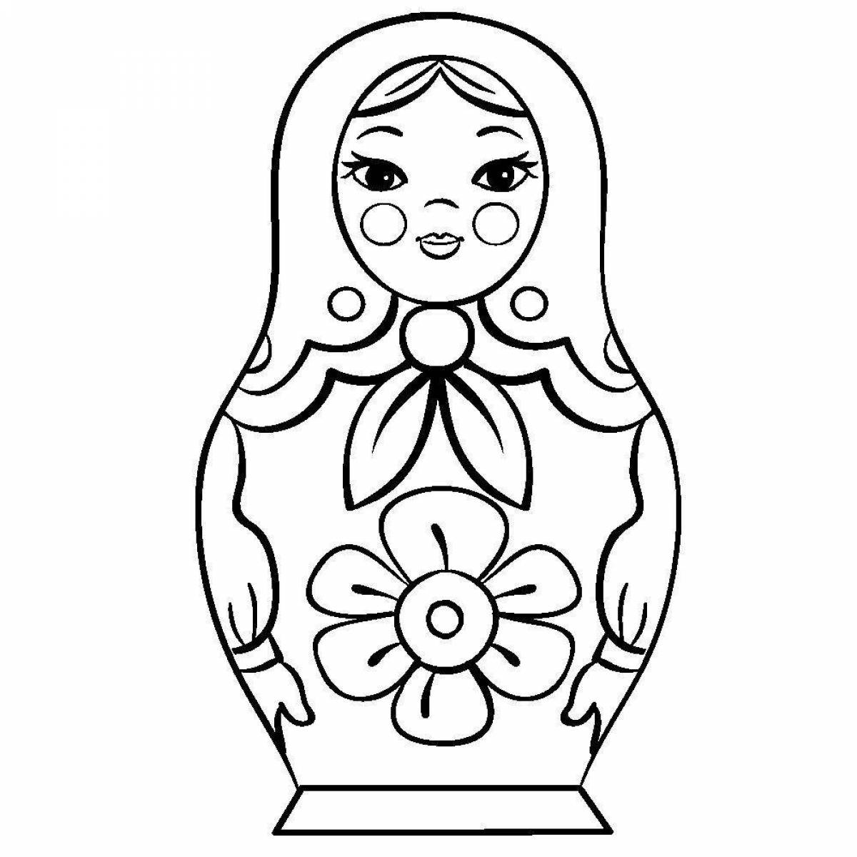 Coloring book matryoshka with color splashes
