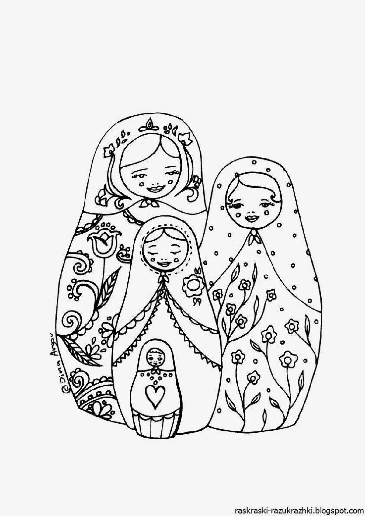 Coloring book for nesting dolls color-frenzy
