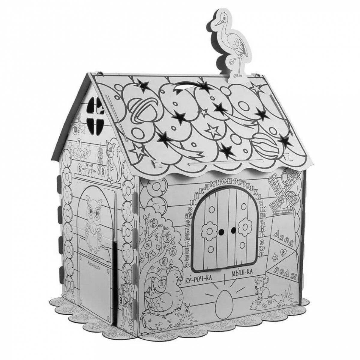 Fabulous cardboard house coloring page