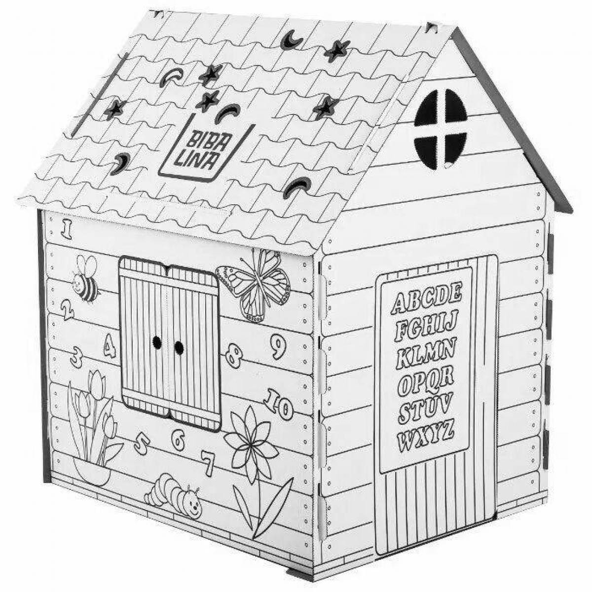 Adorable cardboard house coloring book