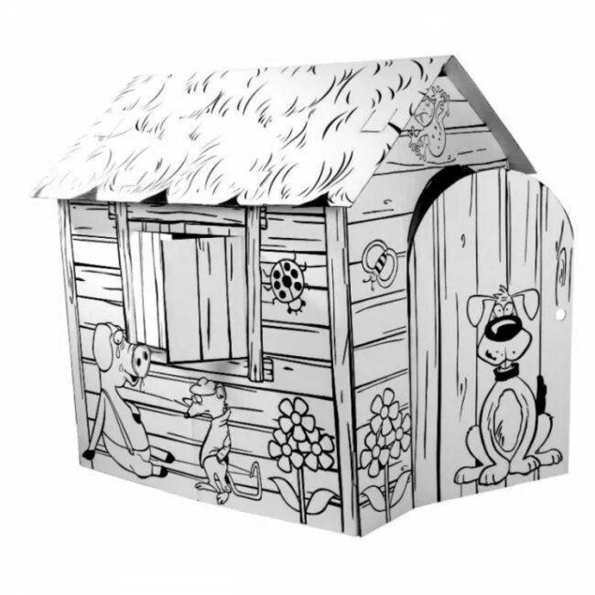 Cute cardboard house coloring page