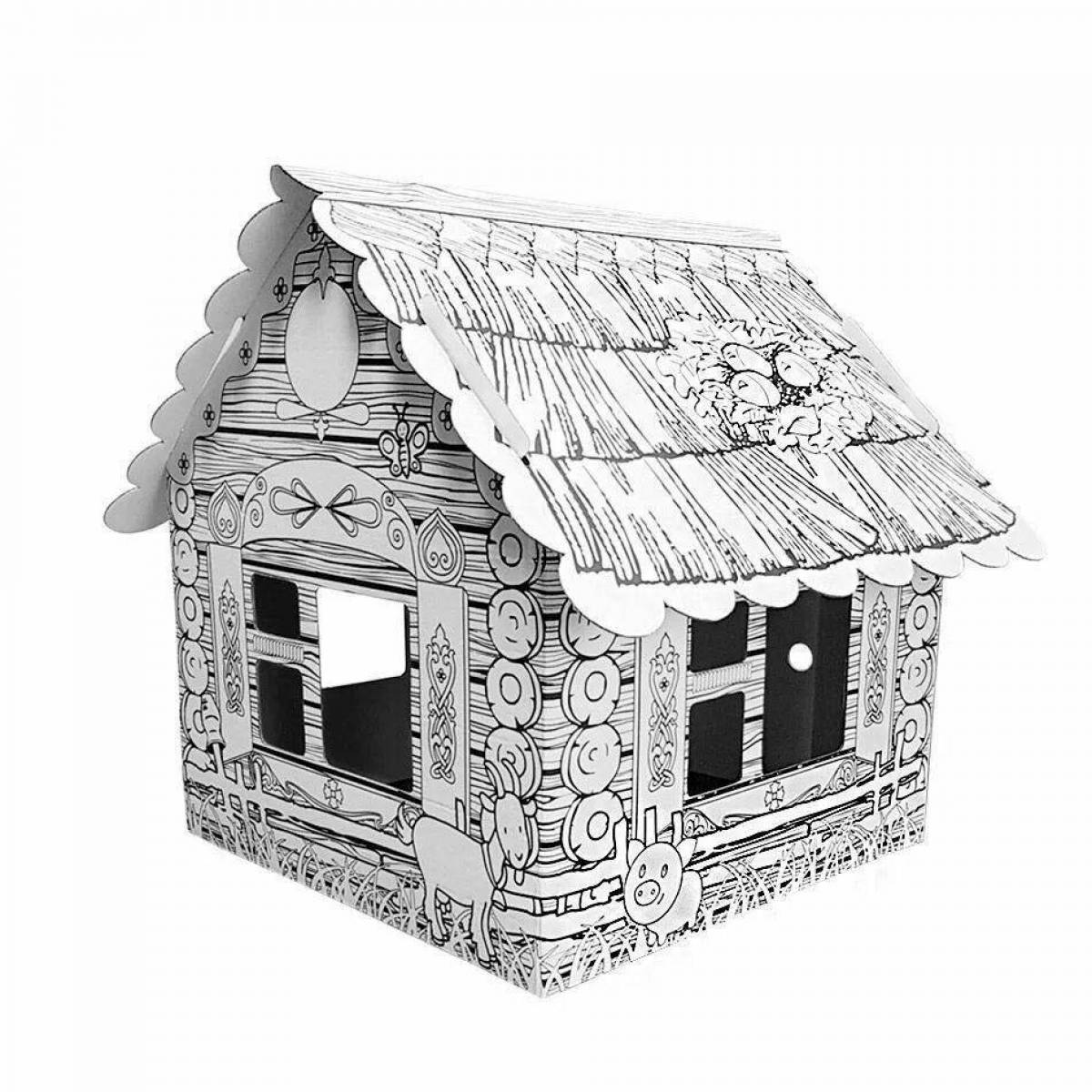 Fancy cardboard house coloring page