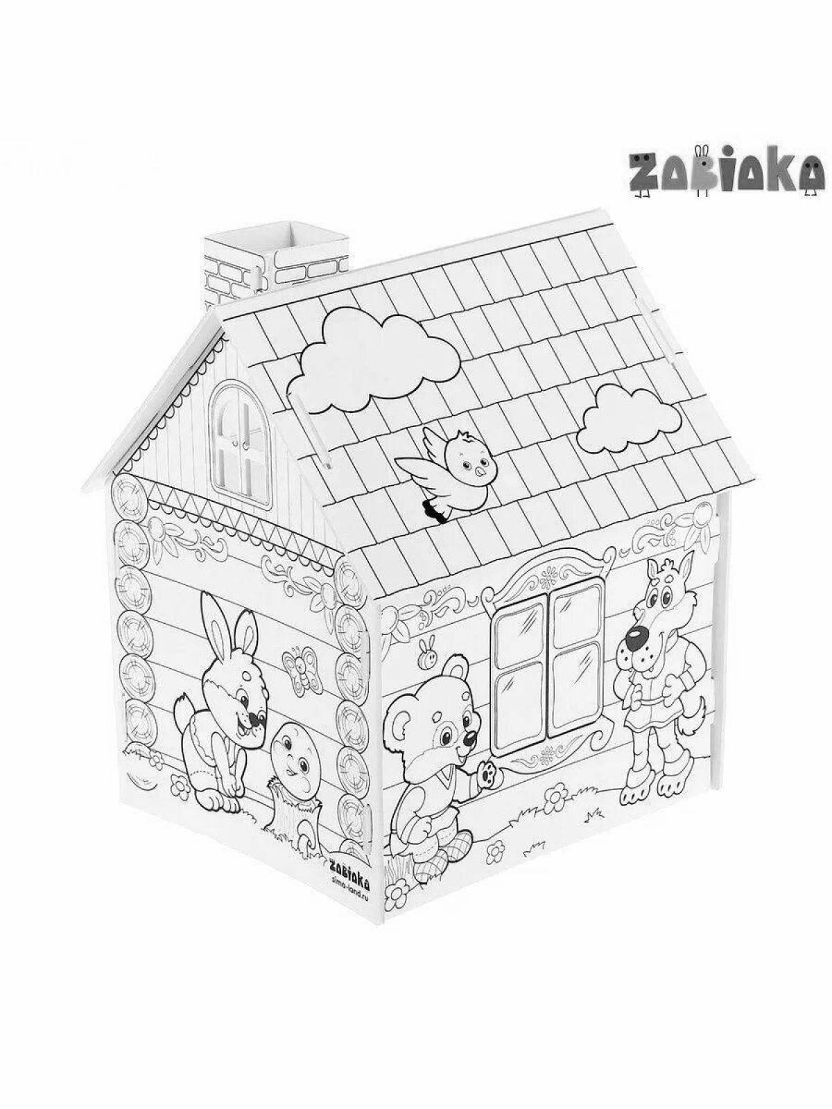 Coloring page dazzling cardboard house