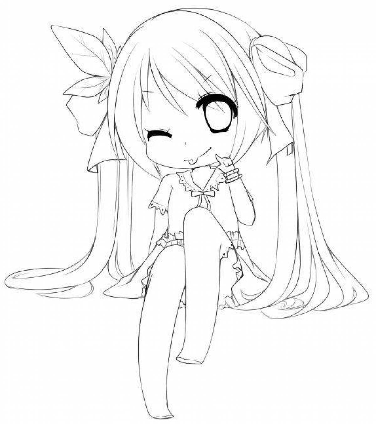 Adorable chibi coloring page