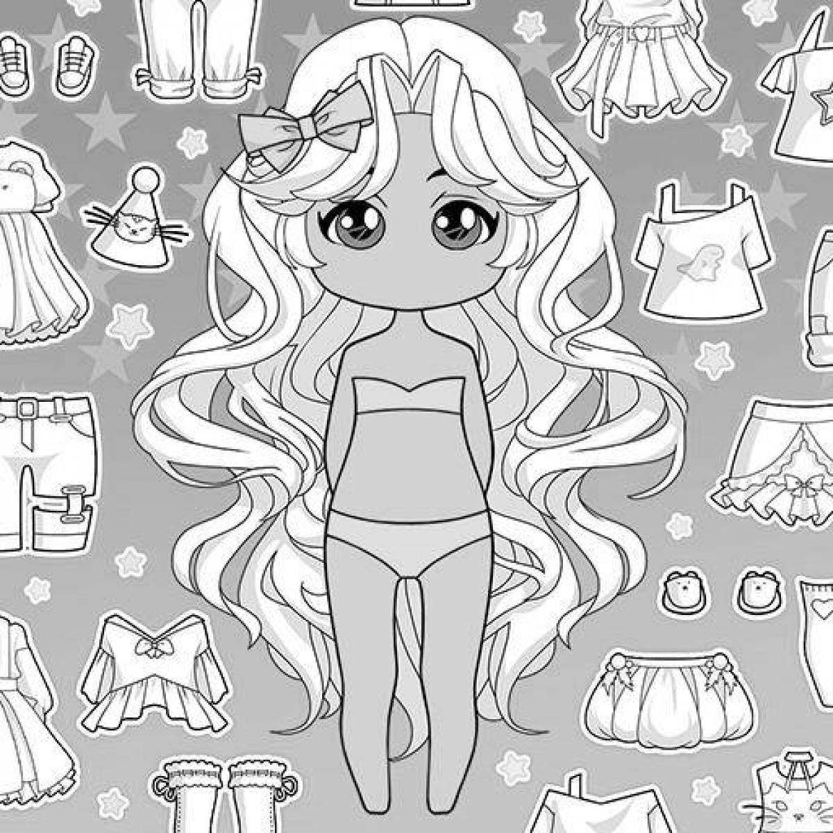 Bright chibi dress coloring pages