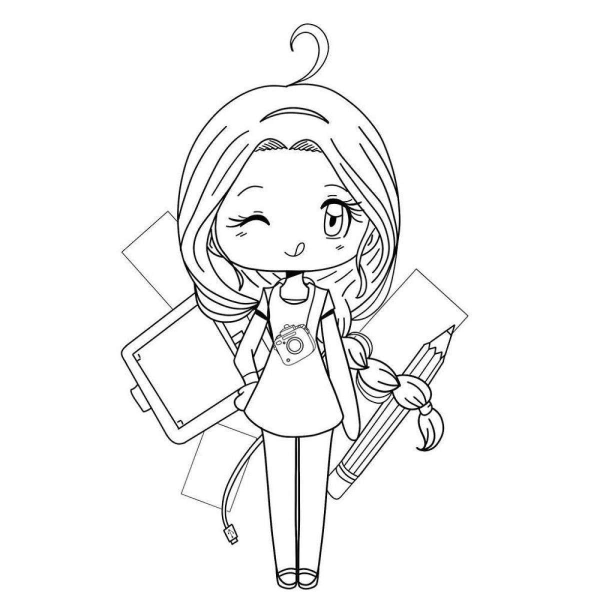 Gorgeous chibi dress up coloring page