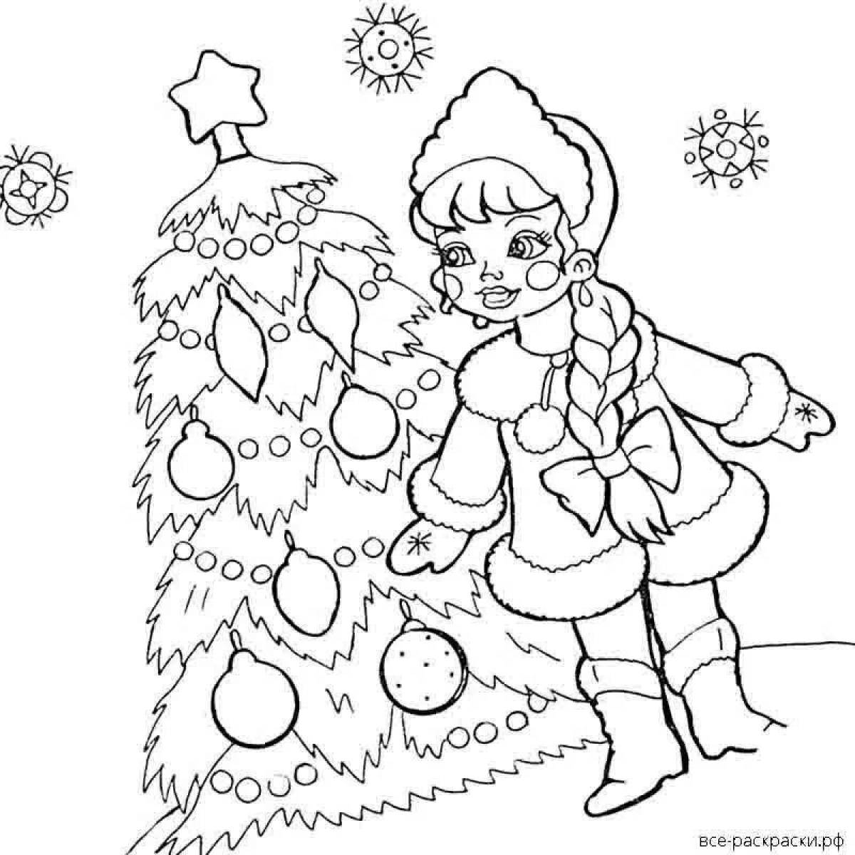 Рисунок снегурочка раскраска для детей