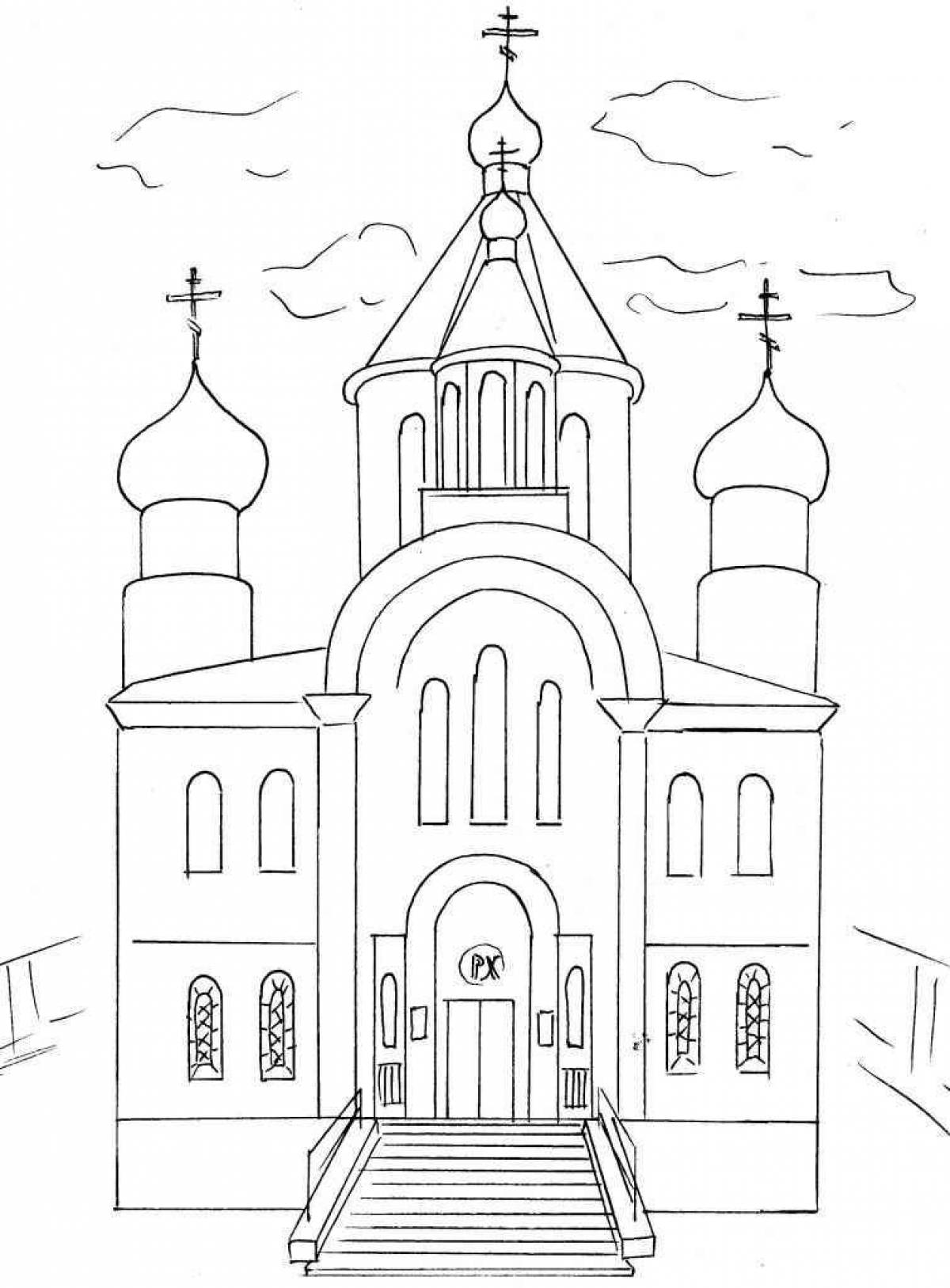 Трафарет рисунка церкви