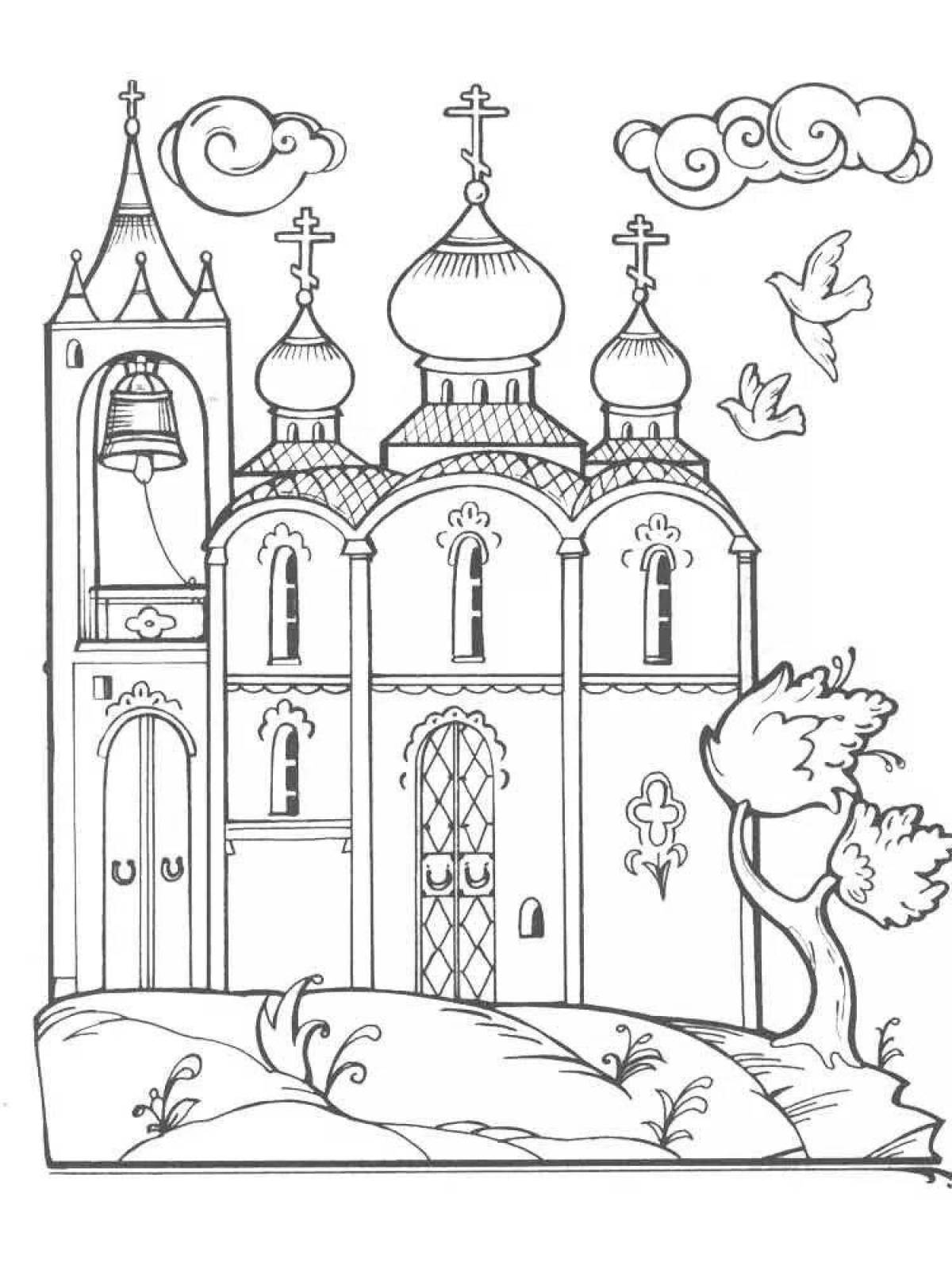 Контурный рисунок церкви
