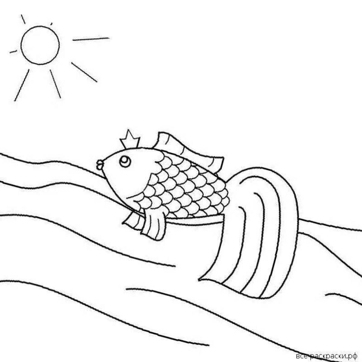 Иллюстрация к сказке Золотая рыбка карандашом