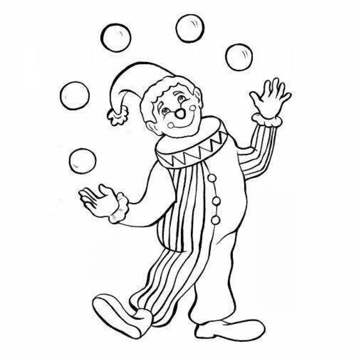 Клоун жонглер раскраска