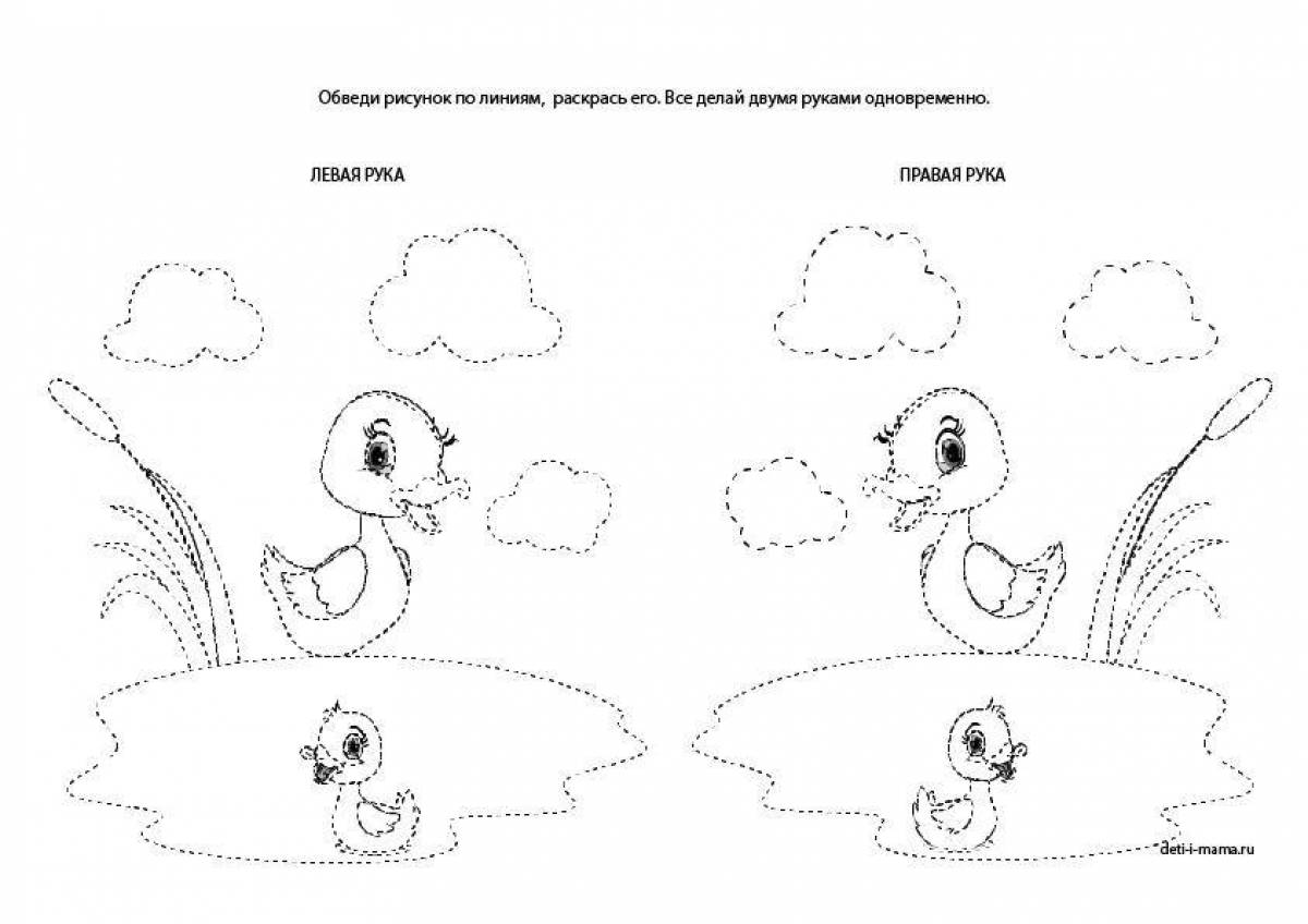 Рисунки двумя руками одновременно для детей 4 5 лет