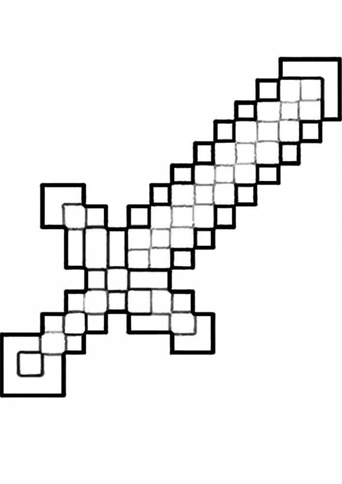 Fabulous minecraft pickaxe coloring page