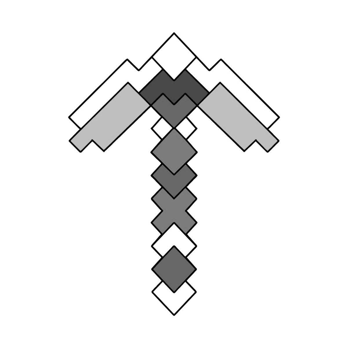 Cute minecraft pickaxe coloring