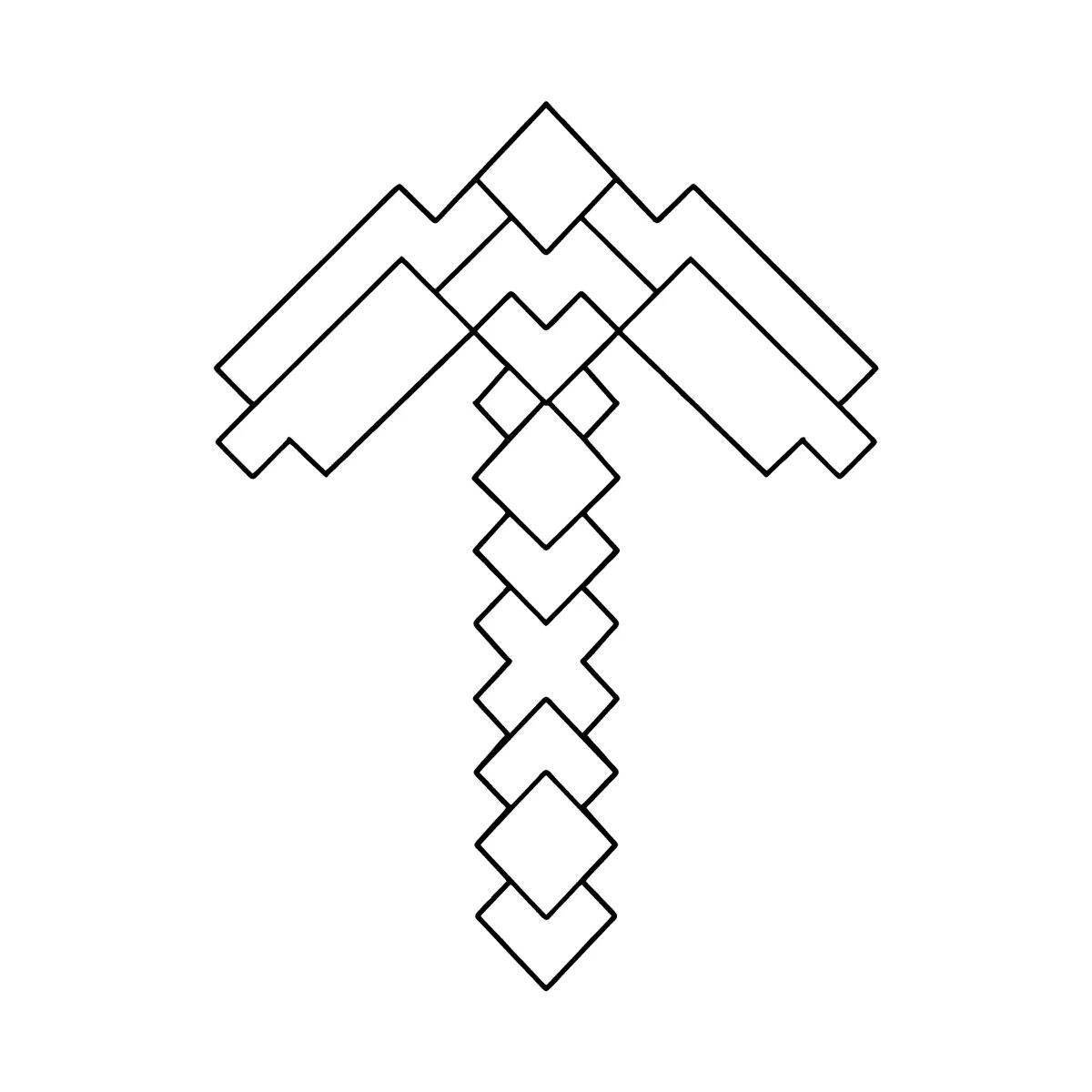 Tempting minecraft pickaxe coloring page