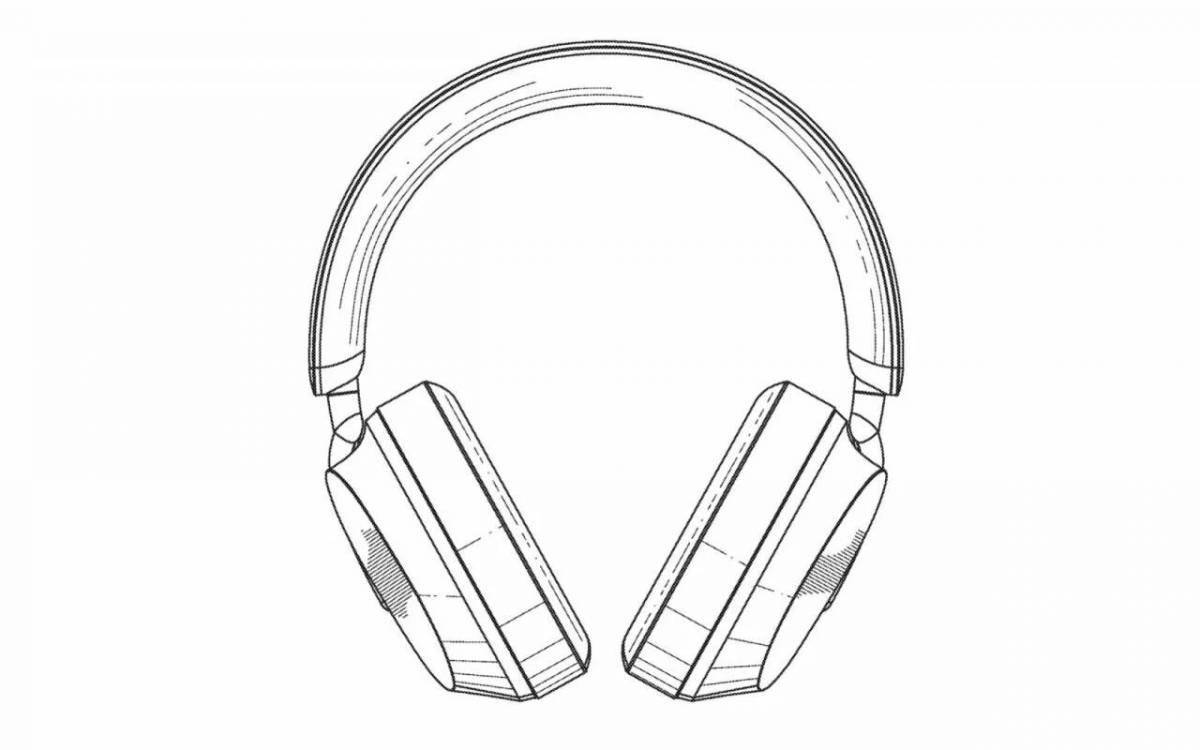Glowing wireless headphones coloring page