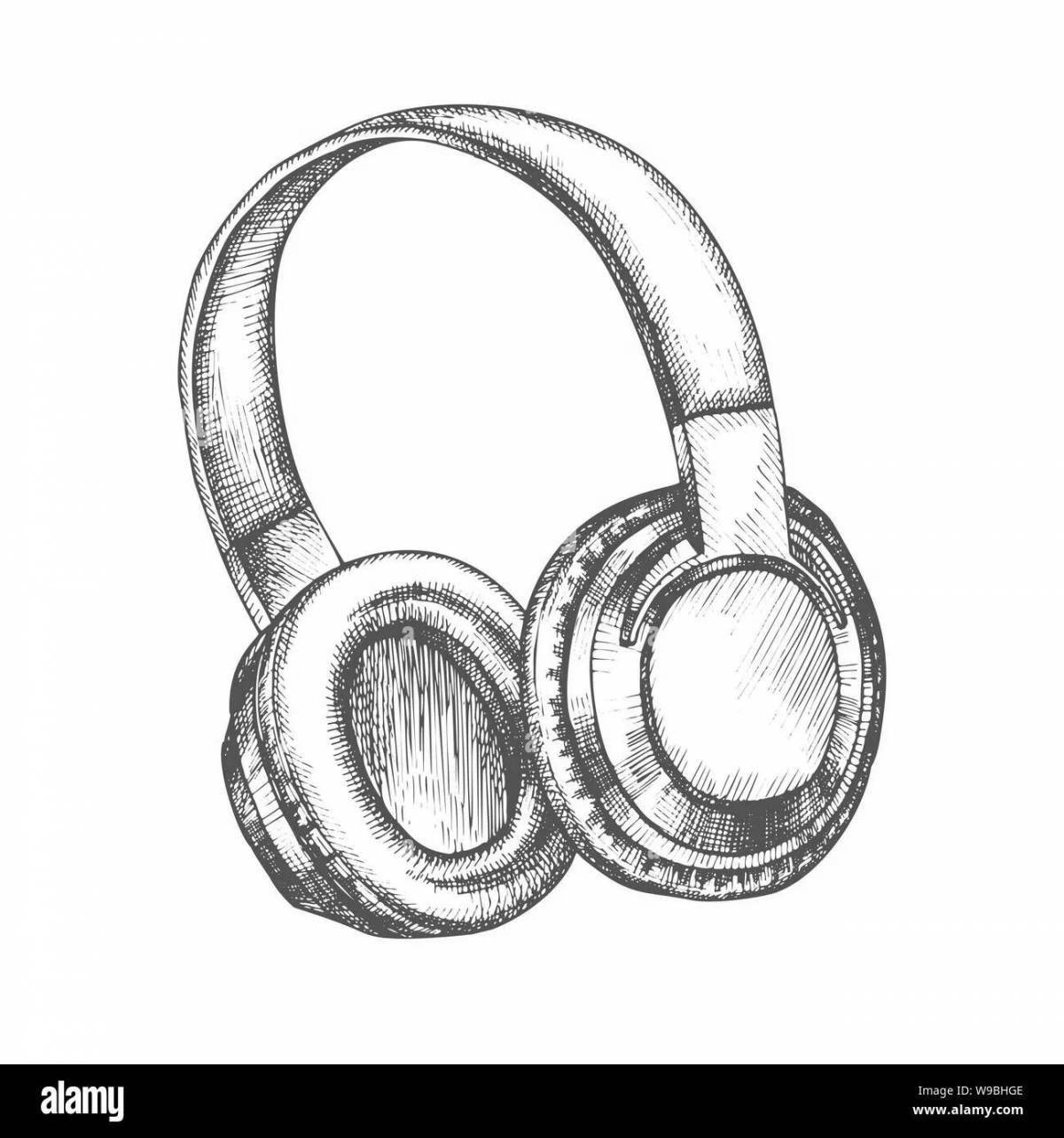 Coloring page dazzling wireless headphones