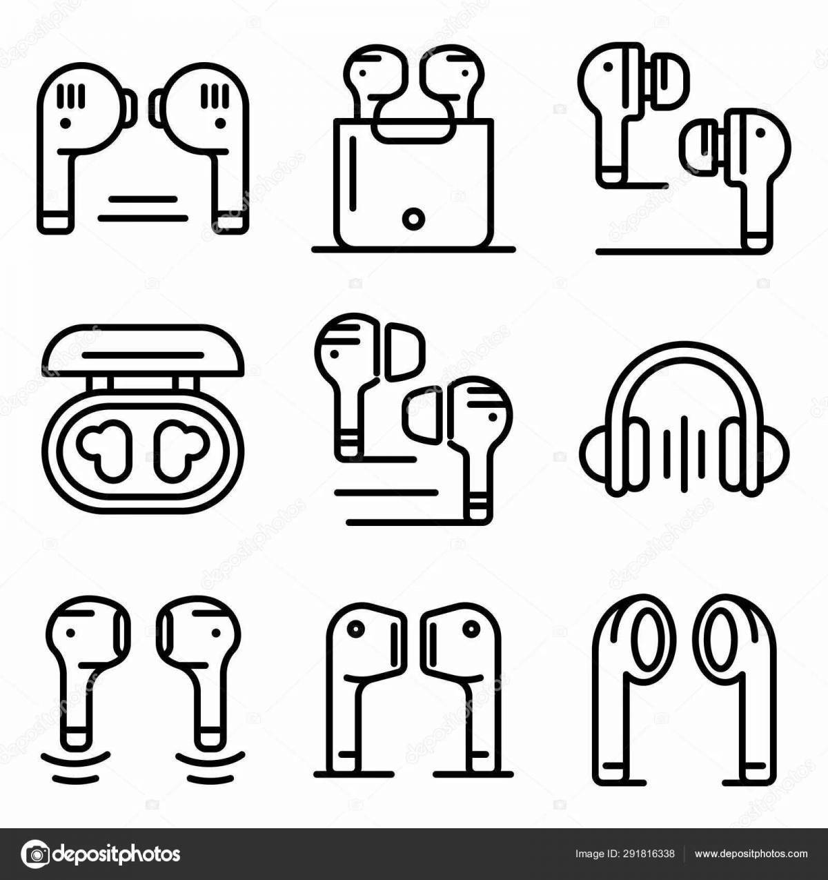 Intense wireless headphones coloring page