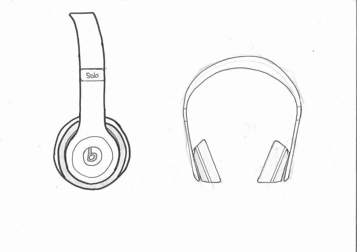 Coloring page with wireless headphones