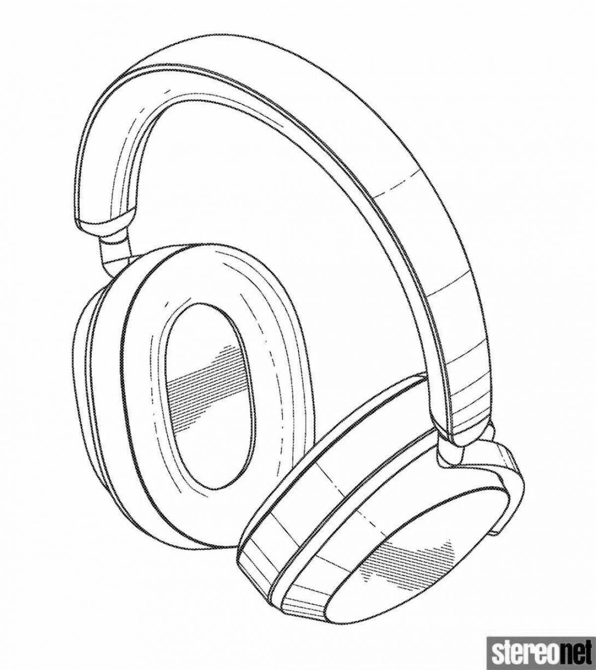 Adorable wireless headphones coloring page