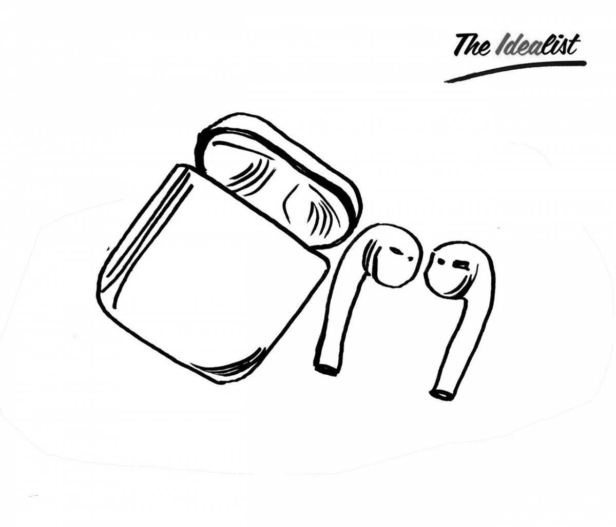 Trendy wireless headphones coloring page