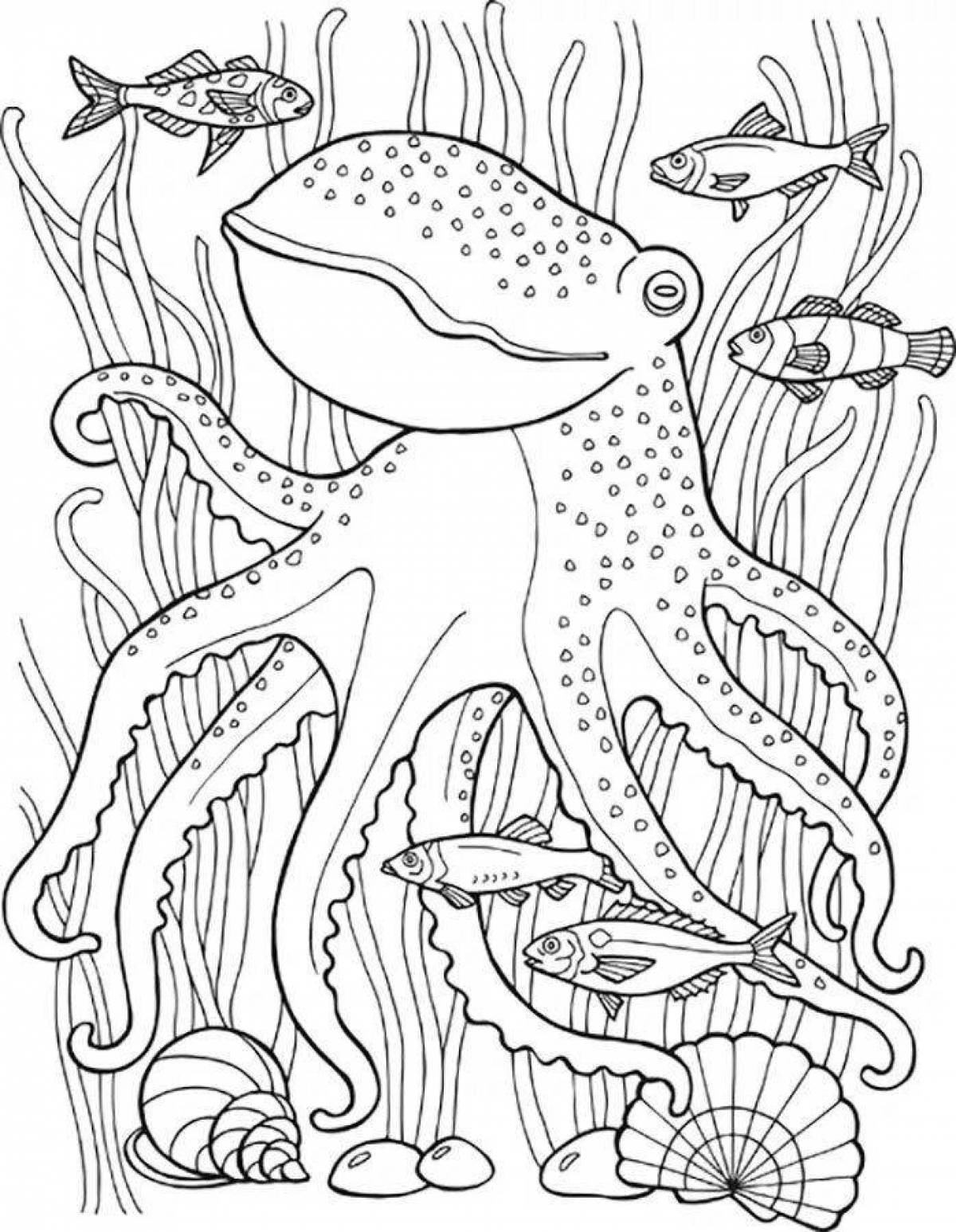 Colorful sea world coloring page