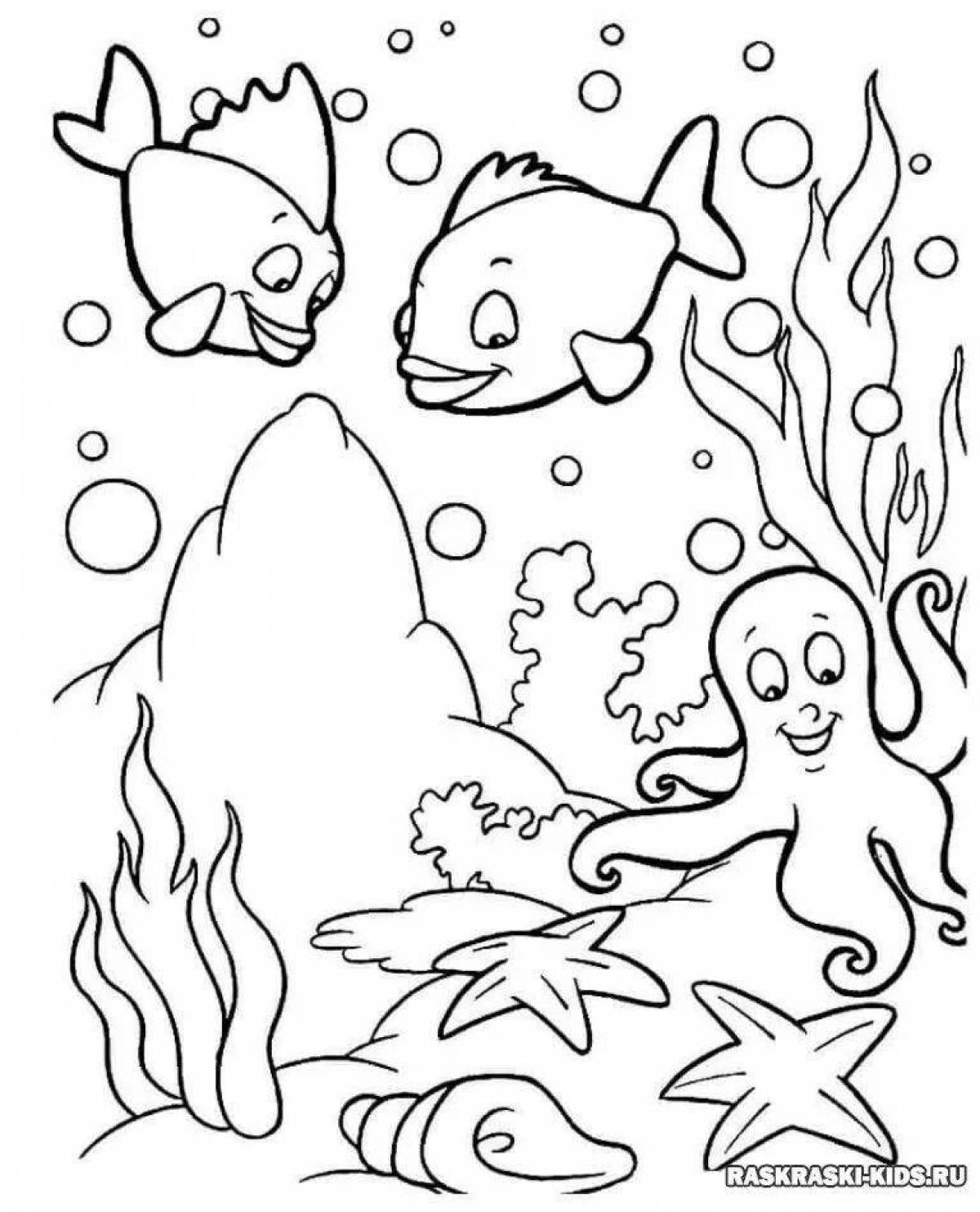 Coloring page magnificent sea world