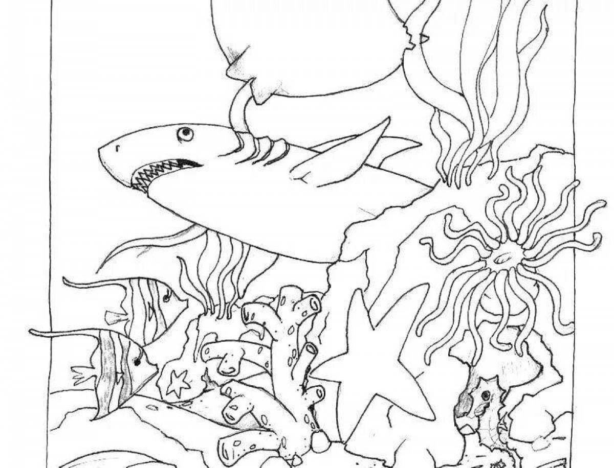 Living sea world coloring page