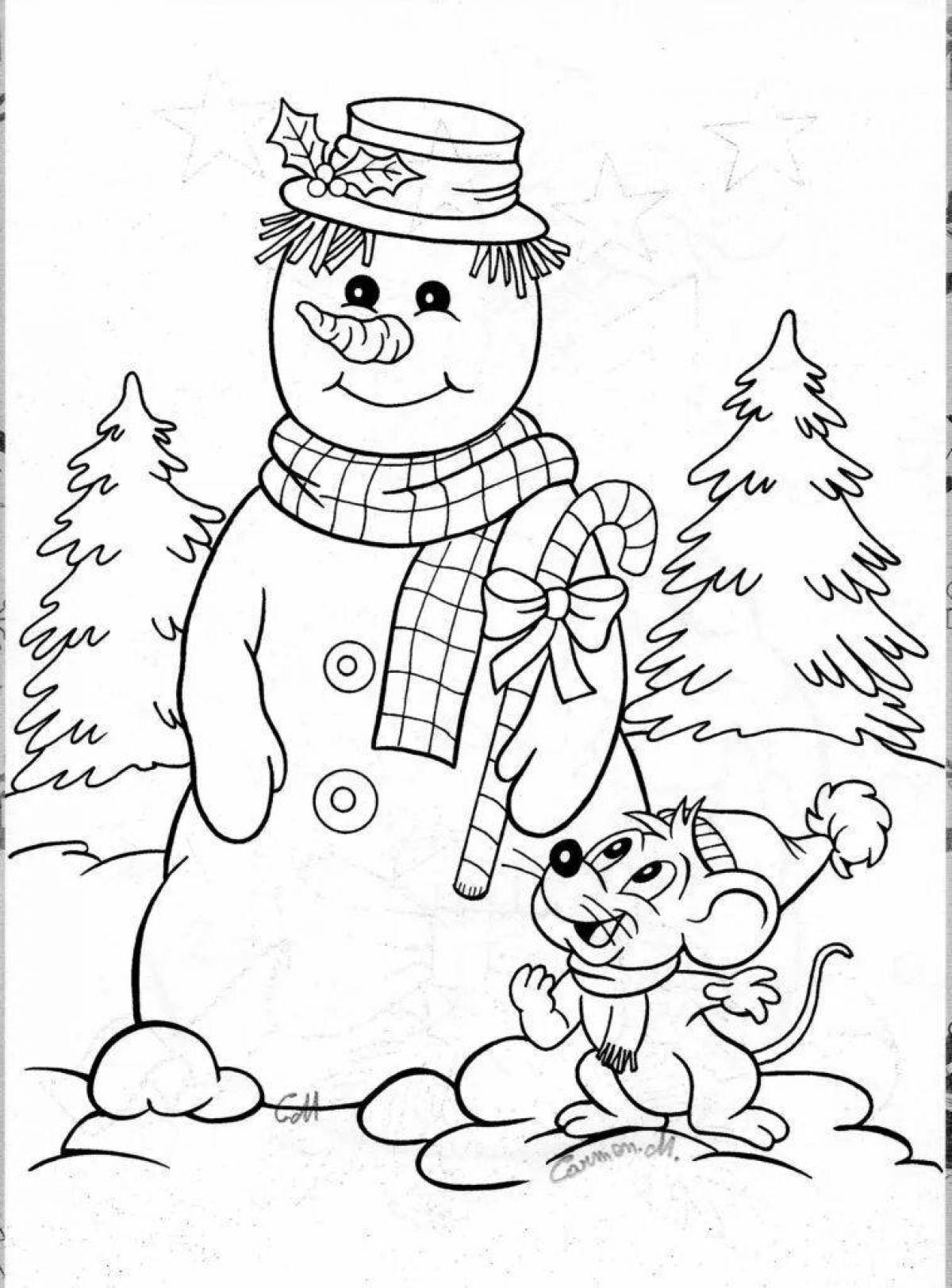 Fun coloring postman snowman