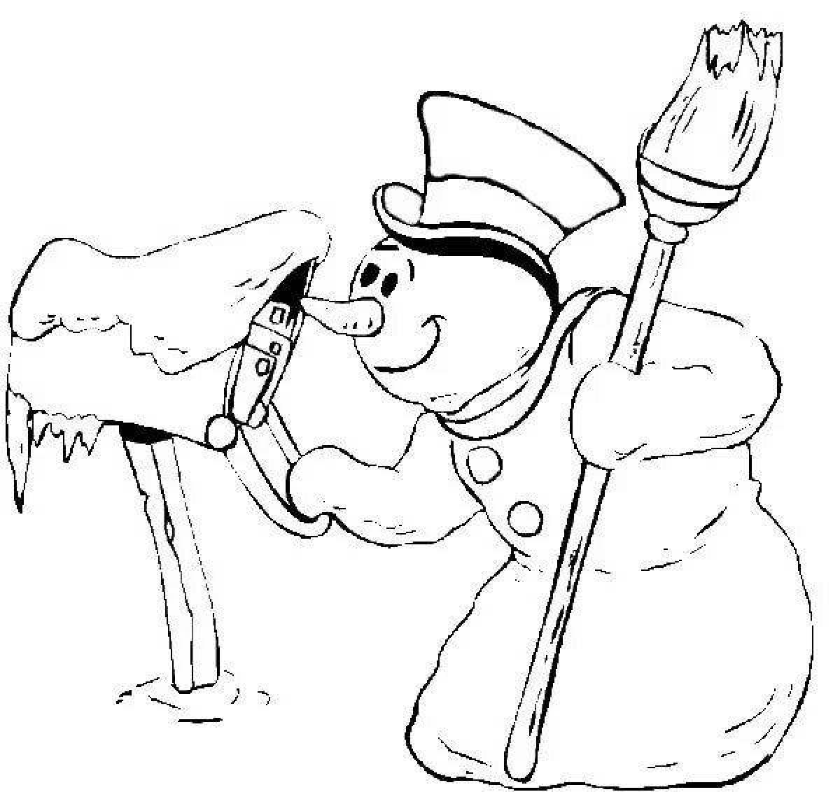 Postman snowman coloring page