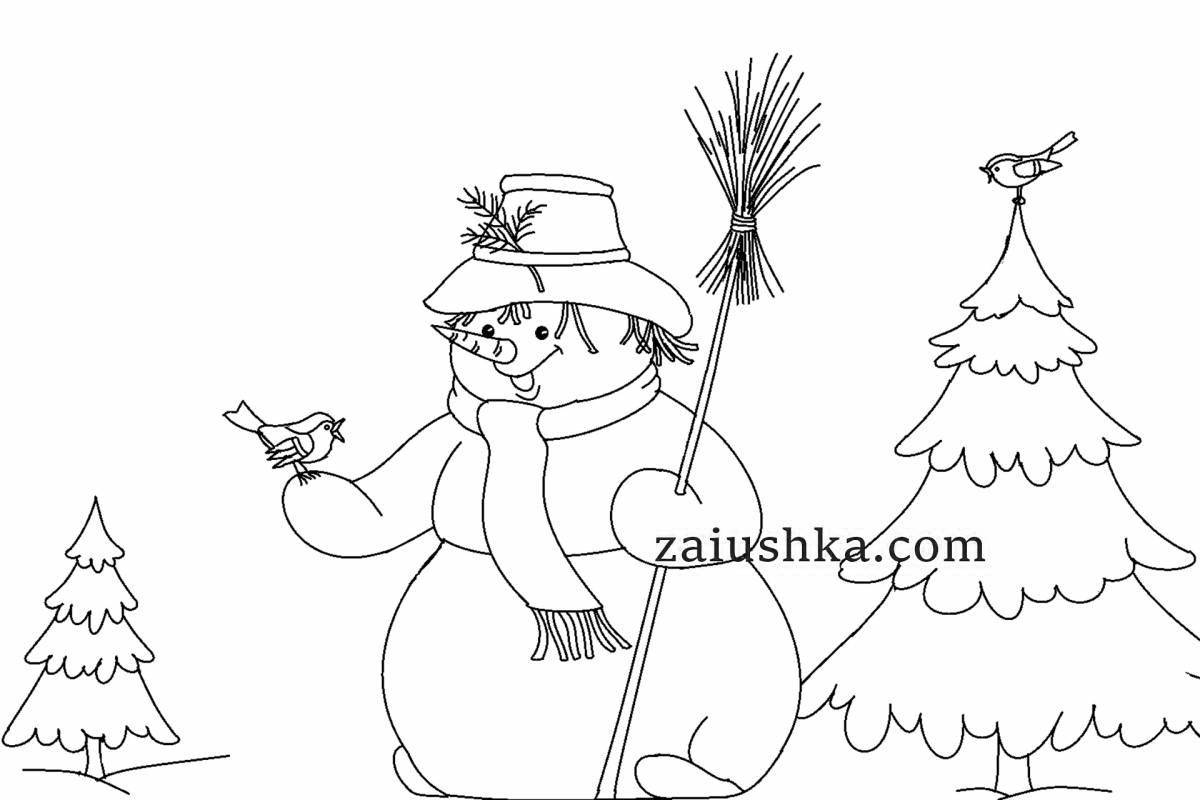 Animated postman snowman coloring book