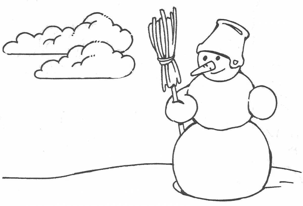 Comic coloring snowman postman