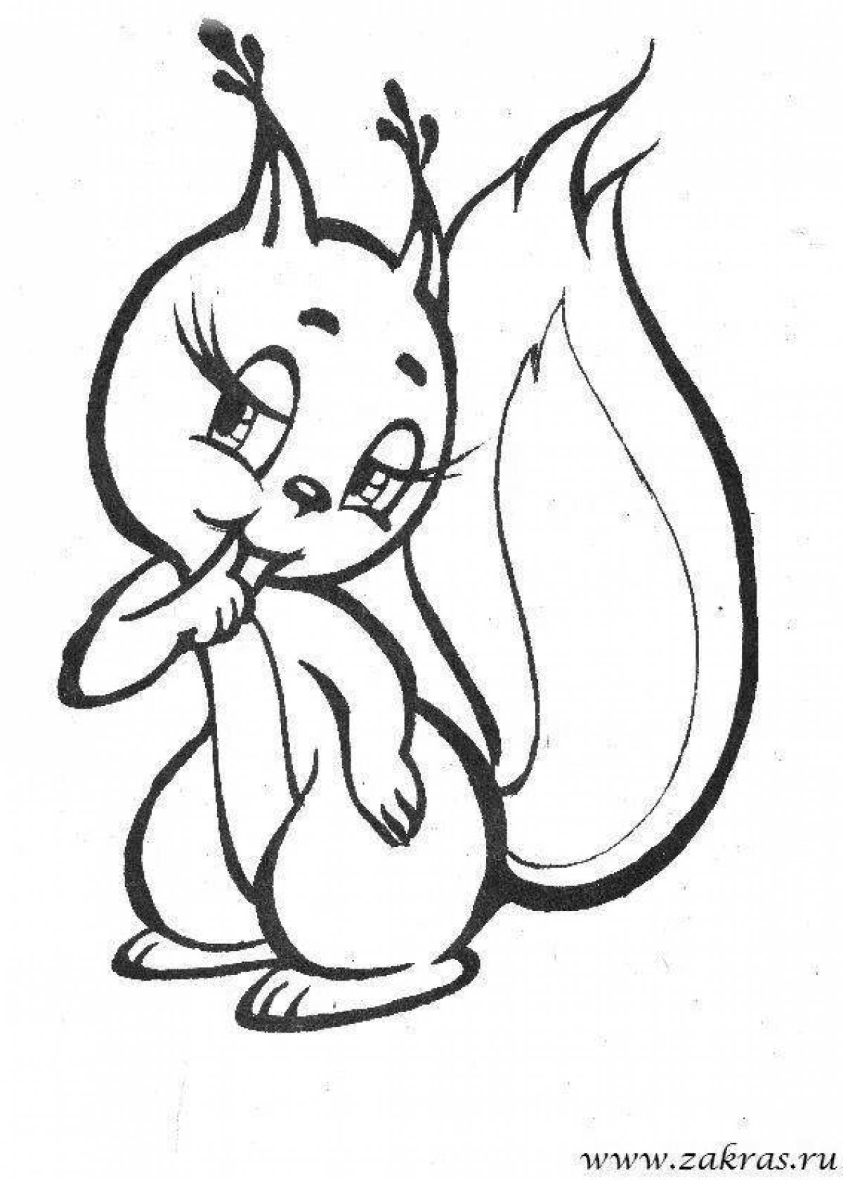 Holiday squirrel coloring page